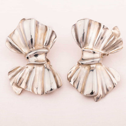 Givenchy-Schleifen-Ohrclips-versilbert-80s