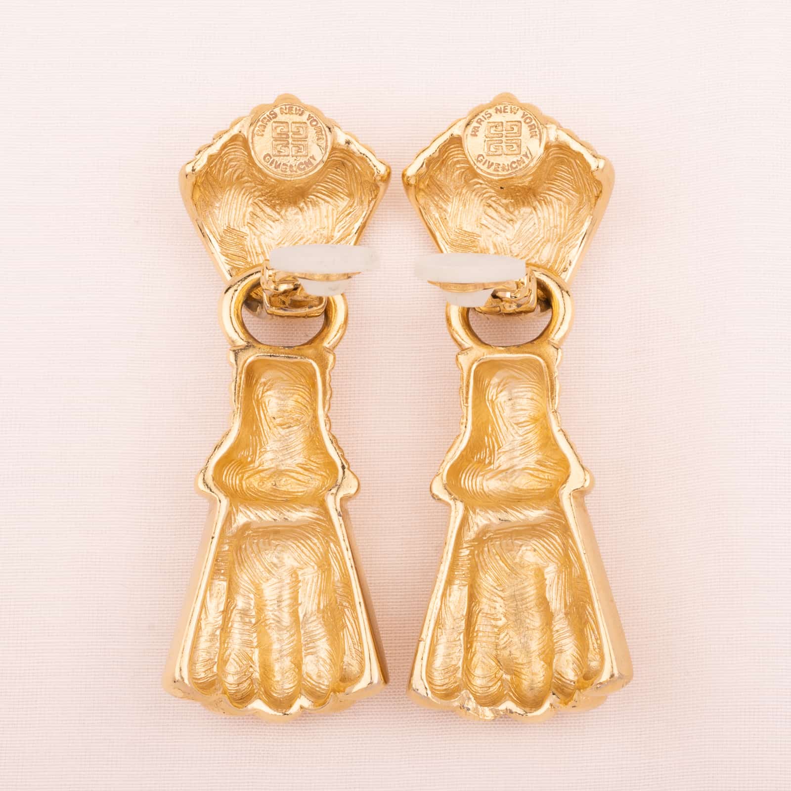 Givenchy-vergoldete-Vintage-Ohrringe-mit-abnehmbarem-Hänger-Signatur-80s