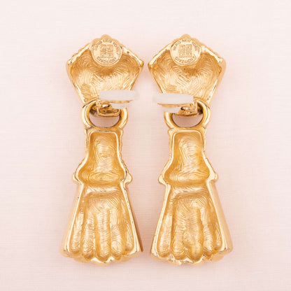 Givenchy-vergoldete-Vintage-Ohrringe-mit-abnehmbarem-Hänger-Signatur-80s