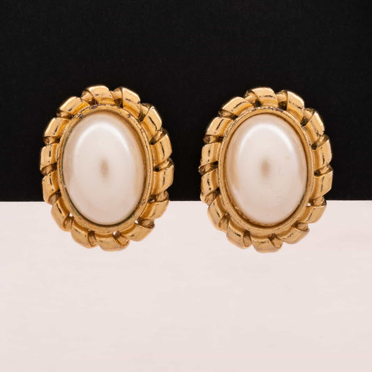 Givenchy-ovale-Vintage-Perlen-Ohrringe