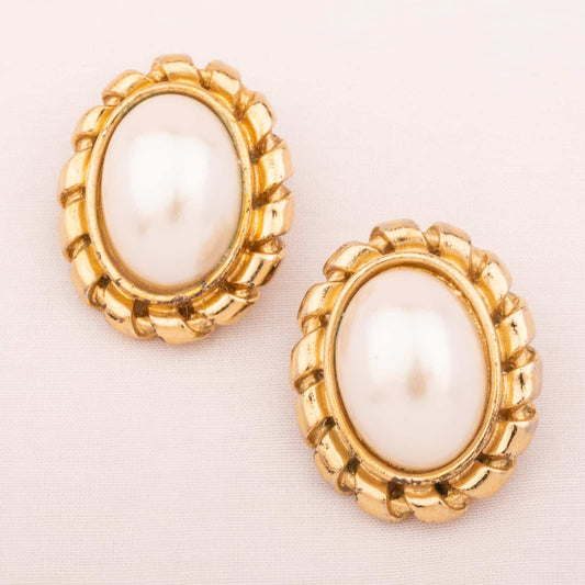 Givenchy-ovale-Vintage-Perlen-Ohrringe