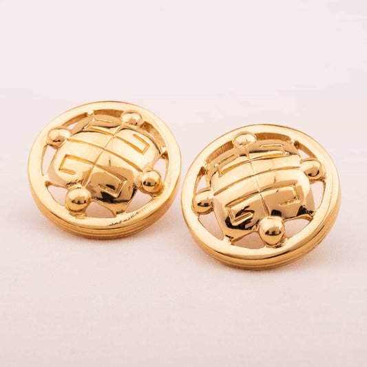 Givenchy-Vintage-Ohrringe-runde-Form-mit-Logo