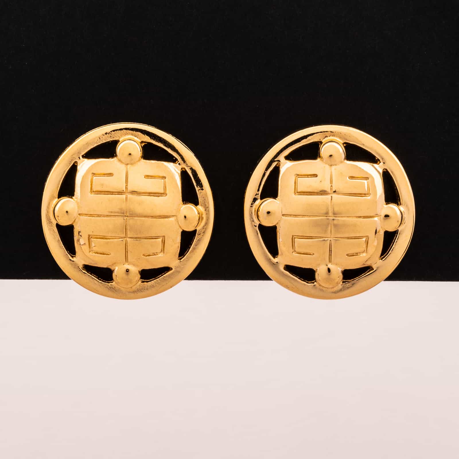 Givenchy-Vintage-Ohrringe-runde-Form-mit-Logo