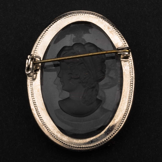 Intaglio-transparente-Brosche-Antik-Revival-Rückseite