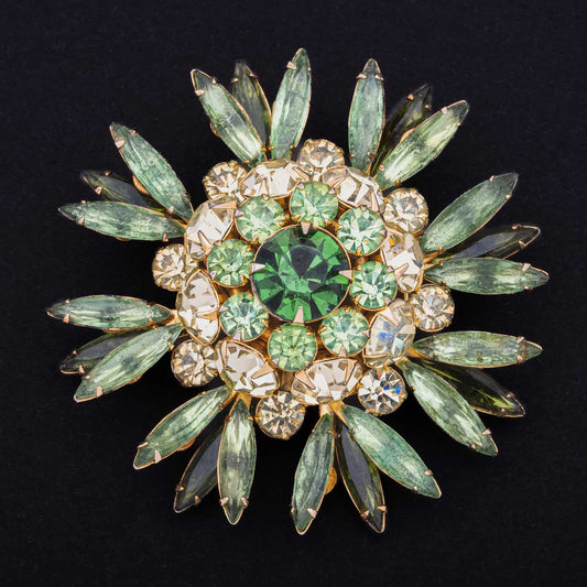 Judy-Lee-grüne-Strass-Brosche