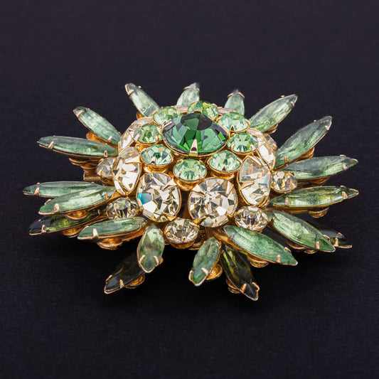 Judy-Lee-grüne-Strass-Brosche