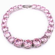 Pink tennis bracelet with individually set crystal stones