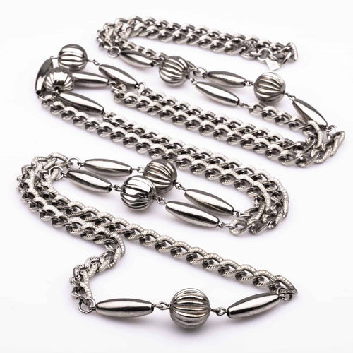 KRAMER of NEW YORK silver-tone long chain link necklace