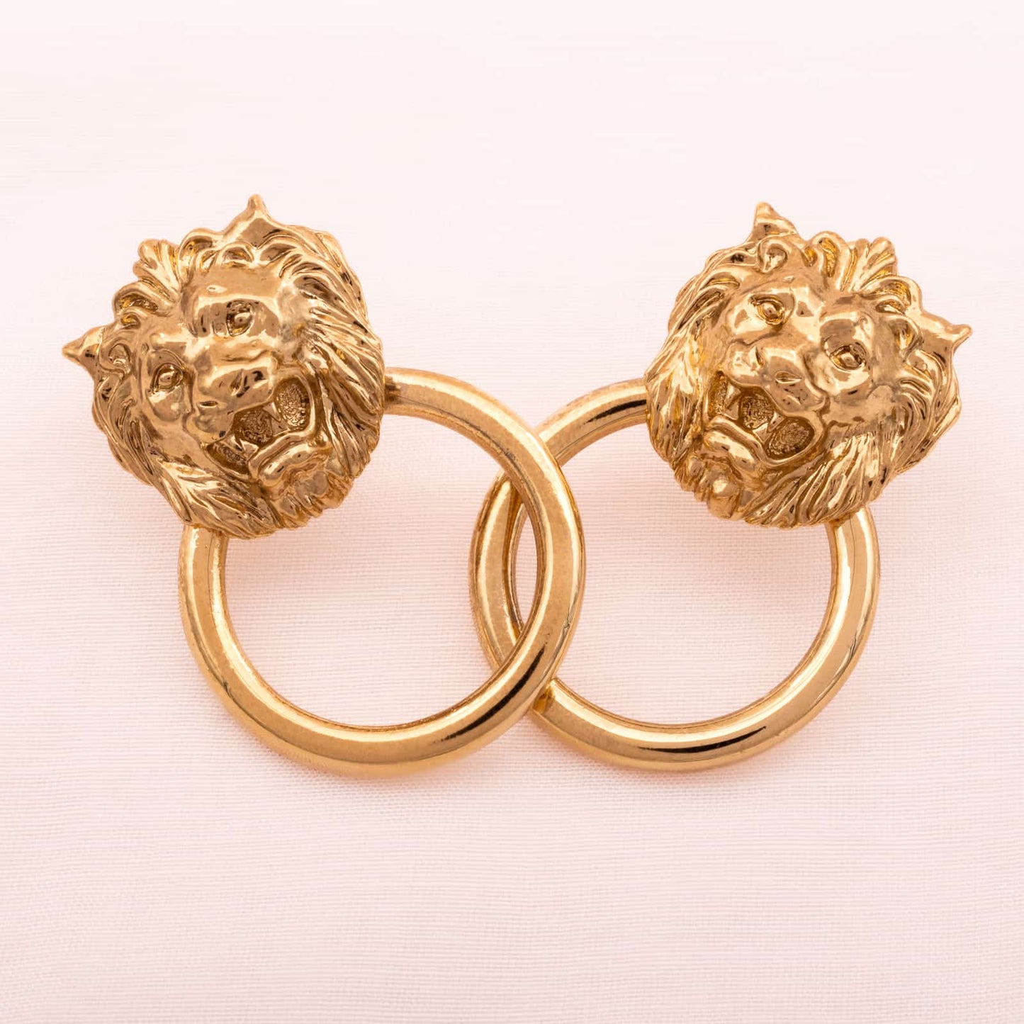 Vintage-Loewen-Türklopfer-Ohrclips-vergoldet