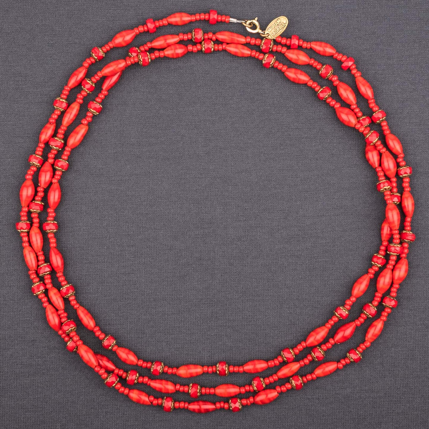 Miriam-Haskell-lange-Halskette-Rote-Glasperlen