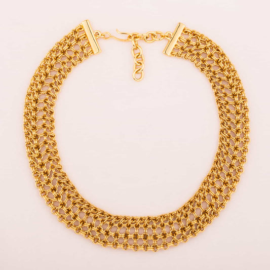 Monet-breites-Ketten-Collier-vergoldet-90s