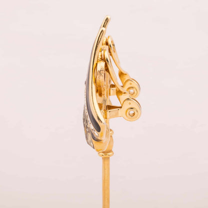 Monet-Ohrclips-schwarze-Emaille-Strass-80s