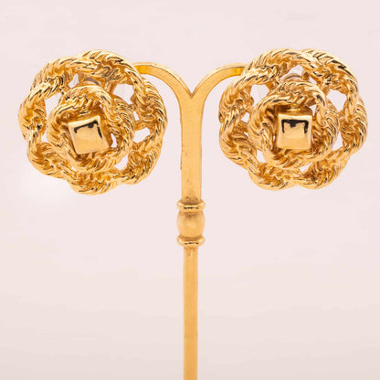 Monet-vergoldete-Ohrringe-durchbrochen-im-Kordel-Design