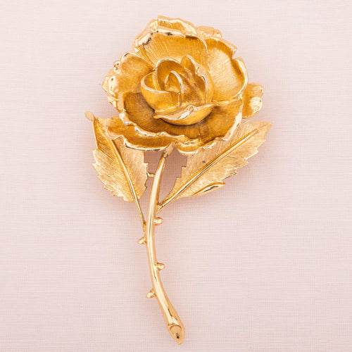 MONET gold-plated rose brooch from the 60s