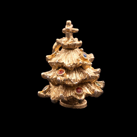 Monet-vergoldeter-Weihnachtsbaum-Charm-Anhänger