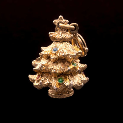 Monet-vergoldeter-Weihnachtsbaum-Charm-Anhänger