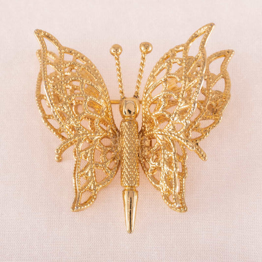 Monet-goldfarbene-Schmetterling-Brosche