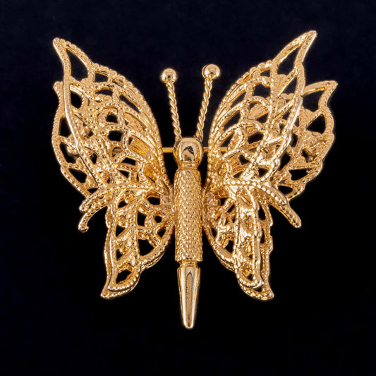 Monet-goldfarbene-Schmetterling-Brosche