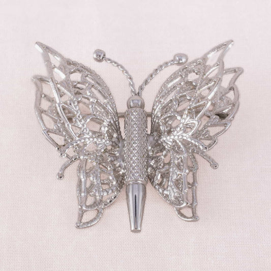 Monet-silberfarbene-Schmetterling-Brosche