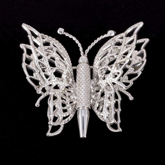 Monet-silberfarbene-Schmetterling-Brosche