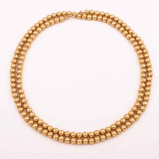 Monet-lange-vergoldete-Kugelkette-doppelt-Collier-Style