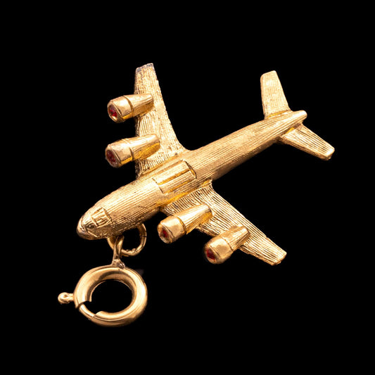 Monet-vergoldeter-Flugzeug-Charm-Anhänger