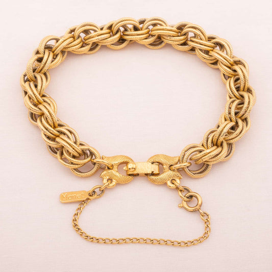 Monet-vergoldetes-Ketten-Armband-mit-Sicherheitskette-60s