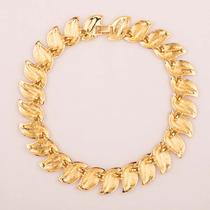 Napier-Collier-Halskette-vergoldete-Blätter-Rückseite