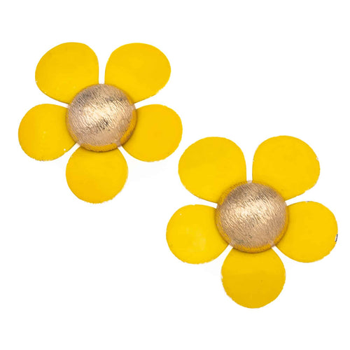 Sarah Coventry cheerful yellow flower clip earrings