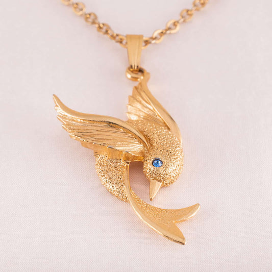 Sarah-Coventry-vergoldete-Kette-Vogel-Anhänger