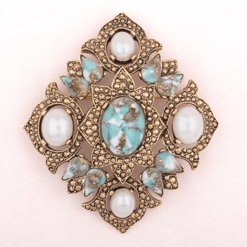 SARAH COVENTRY large brooch with pearl cabochons