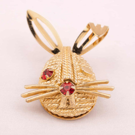Sarah-Covenrty-zwinkernder-Hase-Brosche-roter-Strass