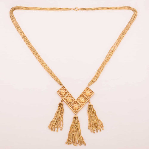 SARAH COVENTRY boho hippie necklace with chain tassels from 1972