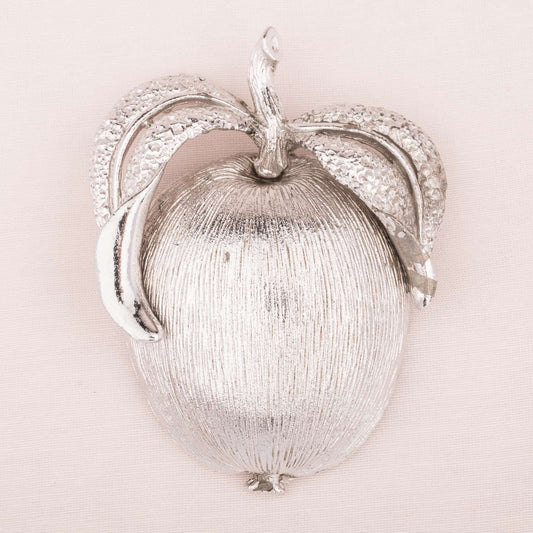 Sarah-Coventry-große-Apfel-Brosche-silberfarben