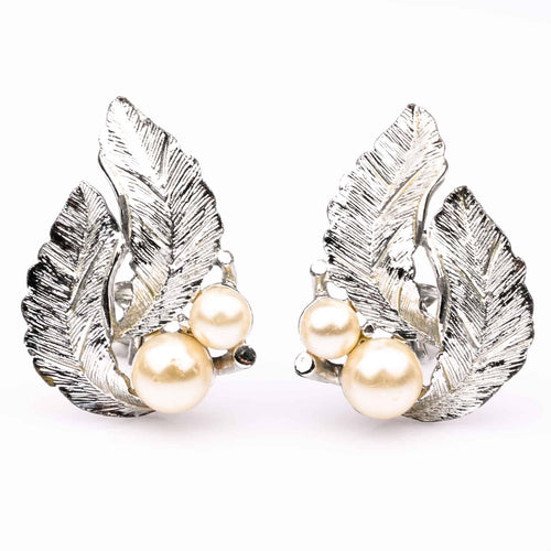 SARAH COVENTRY silver-tone pearl clip earrings