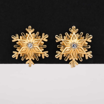 Vergoldete-Schneeflocken-Ohrclips-mit-Kristall