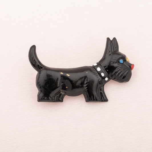 Scottish-Terrier-Brosche-kleiner-schwarzer-Hund-40s