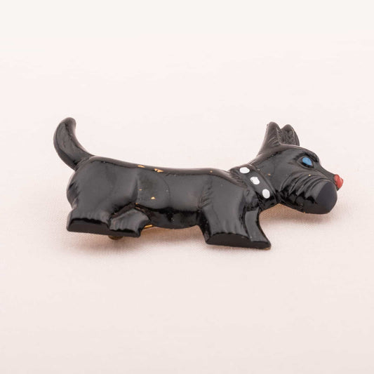 Scottish-Terrier-Brosche-kleiner-schwarzer-Hund-40s