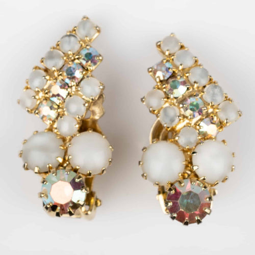 White Aurora Borealis Ear Clips