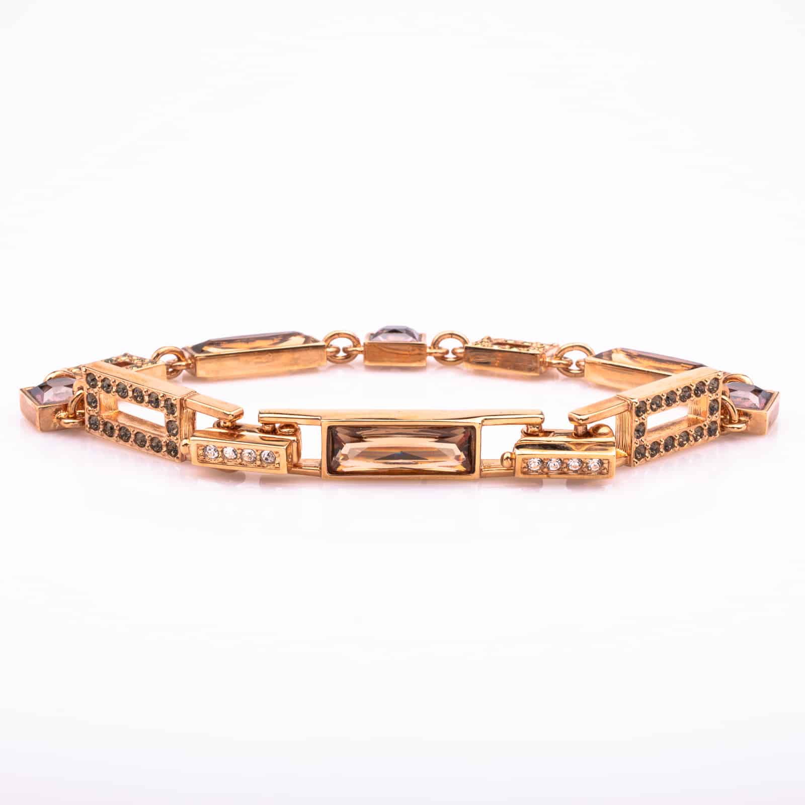 Swarovski-Armband-eckige-Kristalle-Lila-Braun-Verschluss