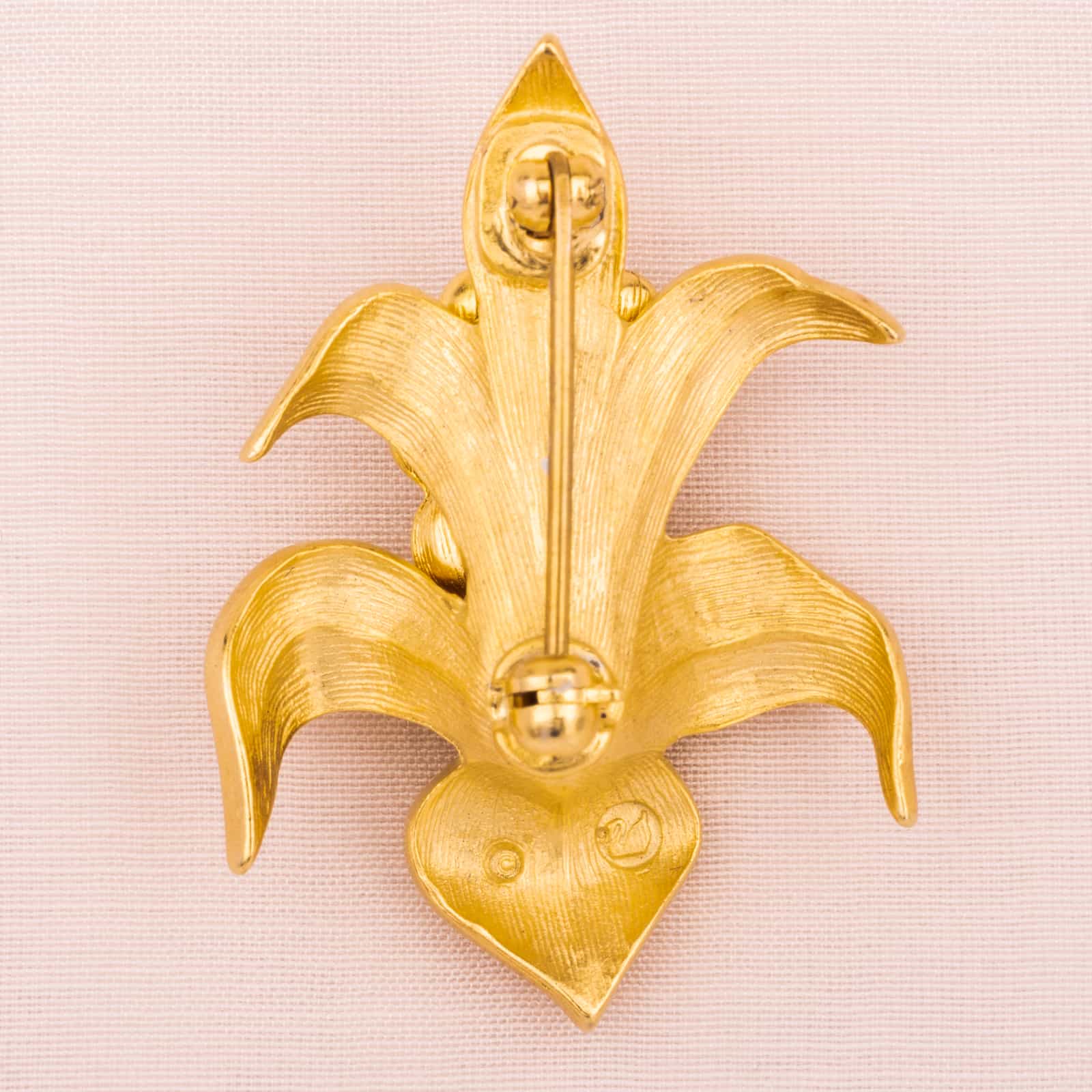 Swarovski-Blumen-Brosche-Vergoldet-Rückseite