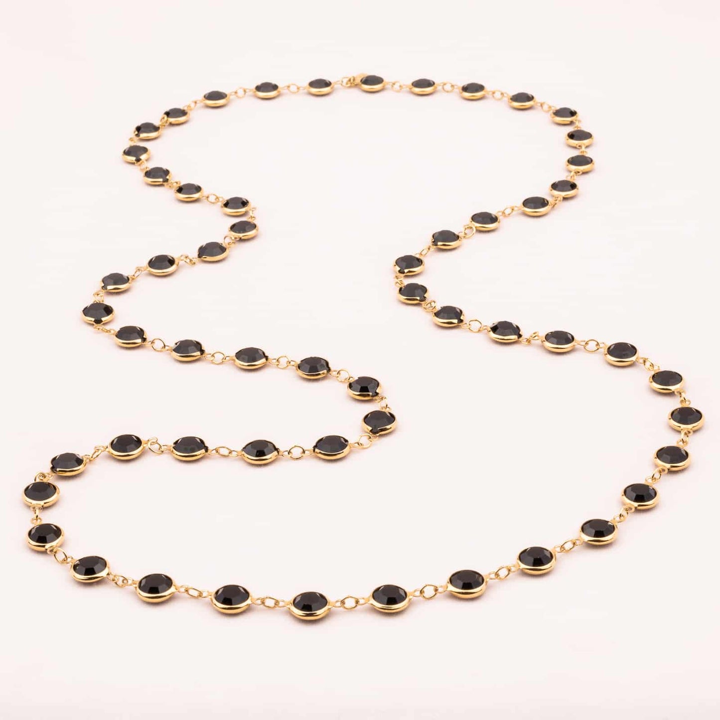 Swarovski-lange-Halskette-runde-schwarze-Kristalle