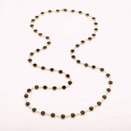 Swarovski-lange-Halskette-runde-schwarze-Kristalle