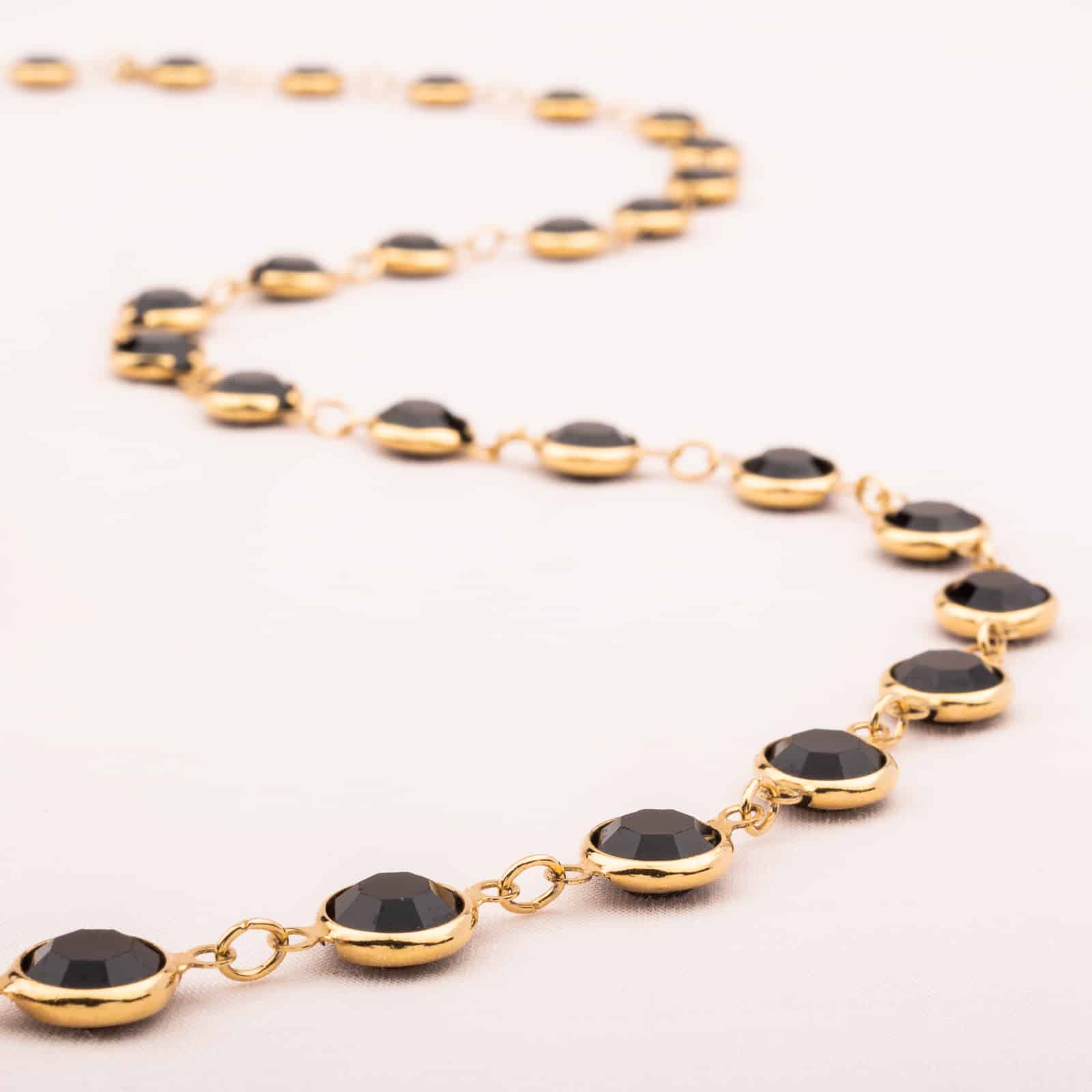 Swarovski-lange-Halskette-runde-schwarze-Kristalle