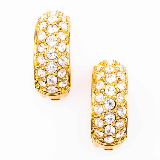 Swarovski-vergoldete-Kristall-Kreolen-Ohrclips