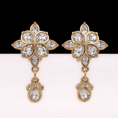 Swarovski-vergoldete-Ohrclips-Kristall-Hänger