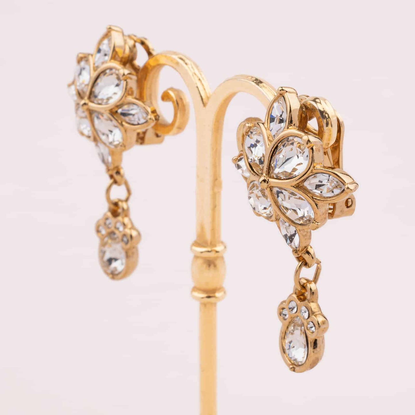 Swarovski-vergoldete-Ohrclips-Kristall-Hänger