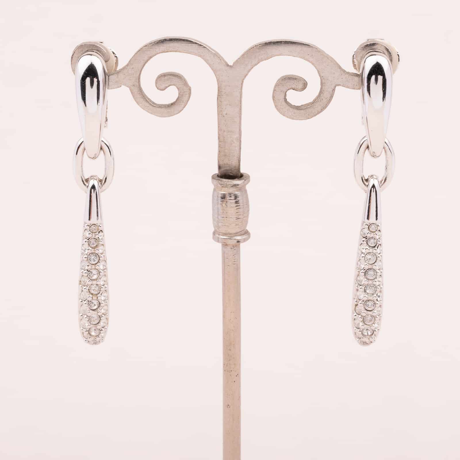 Swarovski-schlanke-silberfarbene-Hänger-Ohrclips