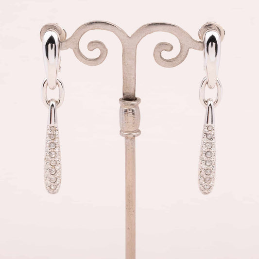 Swarovski-schlanke-silberfarbene-Hänger-Ohrclips