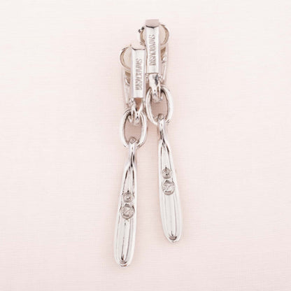 Swarovski-schlanke-silberfarbene-Hänger-Ohrclips-Signatur
